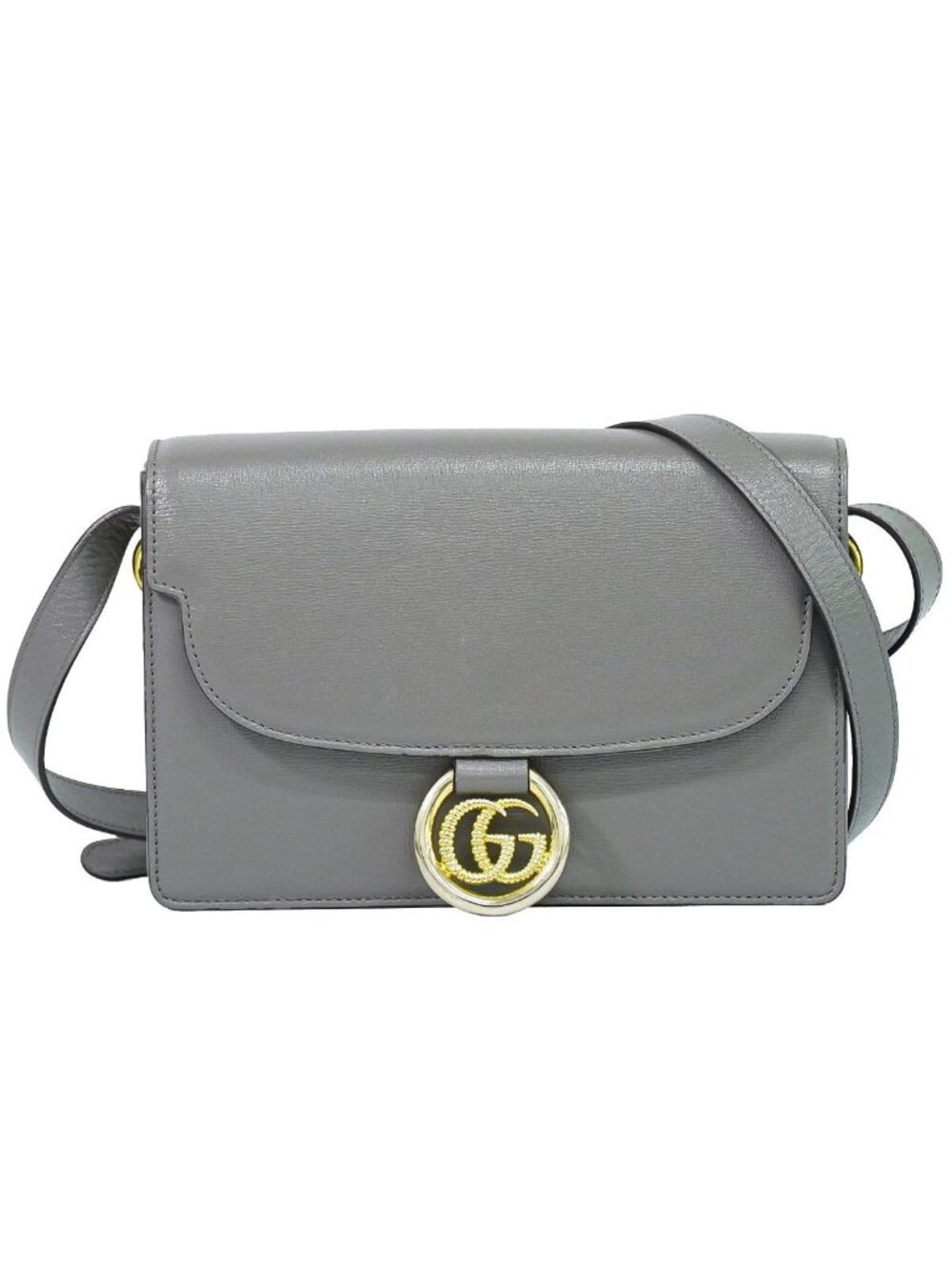 Gucci GG Marmont Shoulder Bag Pochette Leather Gray